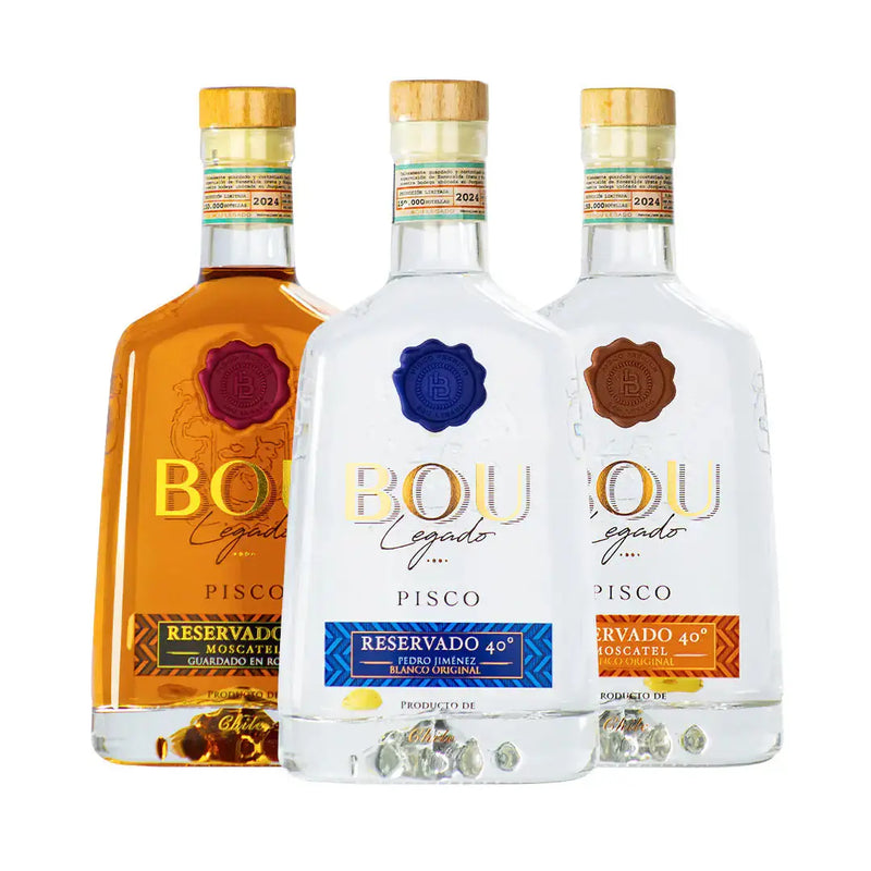 Mix 3 Piscos Reservados 40° Moscatel + Pedro Jimenez + Moscatel Roble