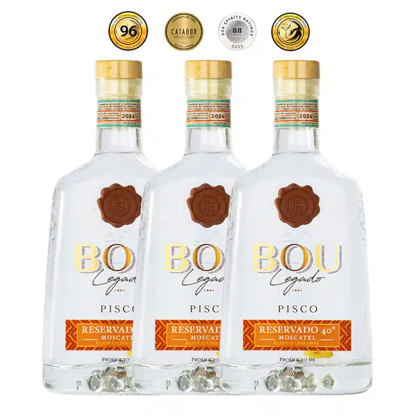 Pisco Bou Legado Blanco 40º Pack Exclusivo x 3