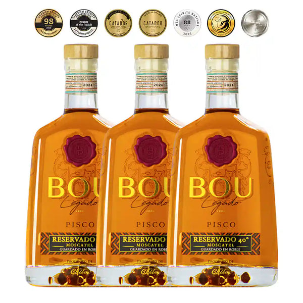 Pack x 3 de Pisco Bou Legado Roble 40º