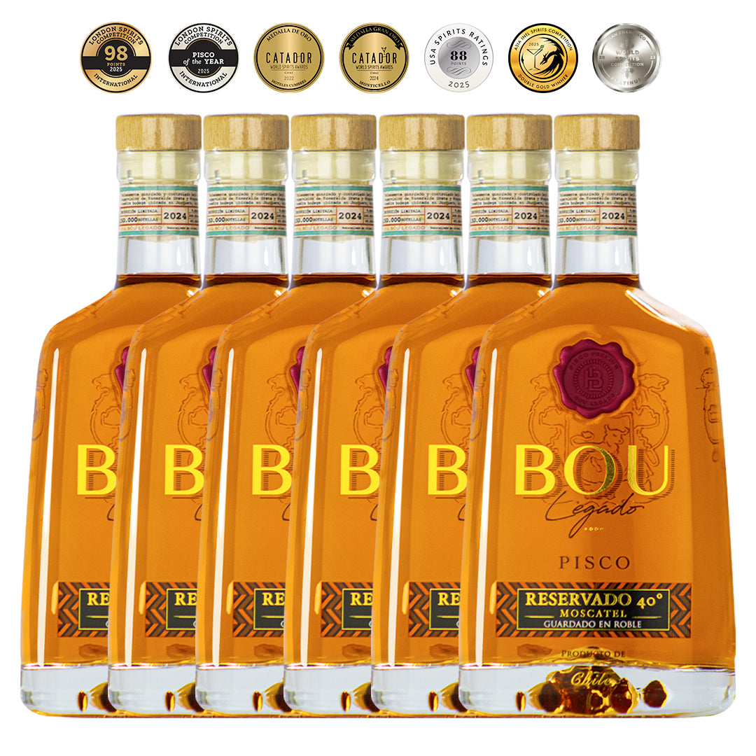 Caja x 6 Piscos Bou Legado Roble 40º