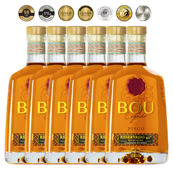 Caja x 6 Piscos Bou Legado Roble 40º