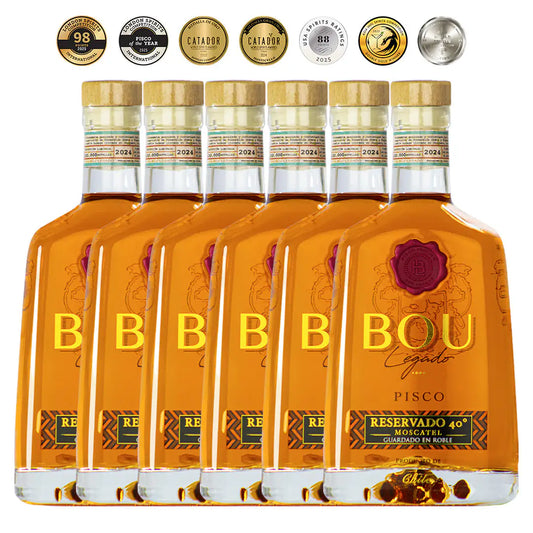 Caja x 6 Piscos Bou Legado Roble 40º
