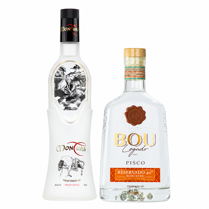 Pack Montura Rampante 46° + Bou Legado Reservado 40° | 2 Piscos Premium Chilenos