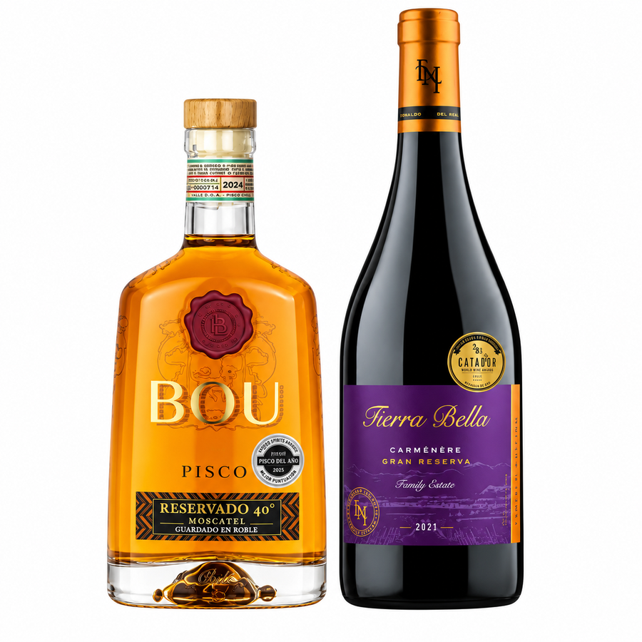 Pack Dieciochero Bou | Pisco Legado 40º + Tierra Bella Carménère Gran Reserva