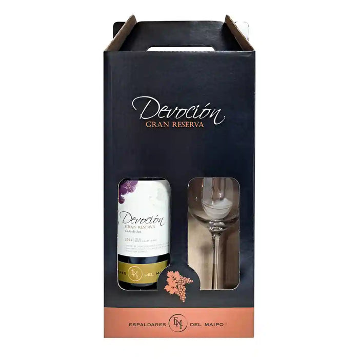 Pack Vino Devoción Gran Reserva Carmenere + Copa