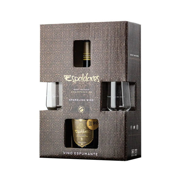 Pack Espumante Espaldares Champenoisse Chardonnay + Copas Brut Nature