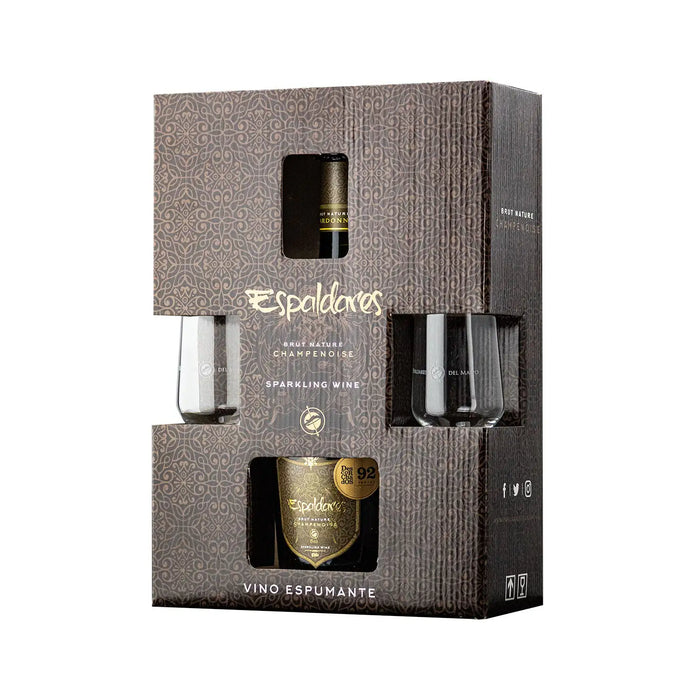 Pack Espumante Espaldares Champenoisse Chardonnay + Copas Brut Nature