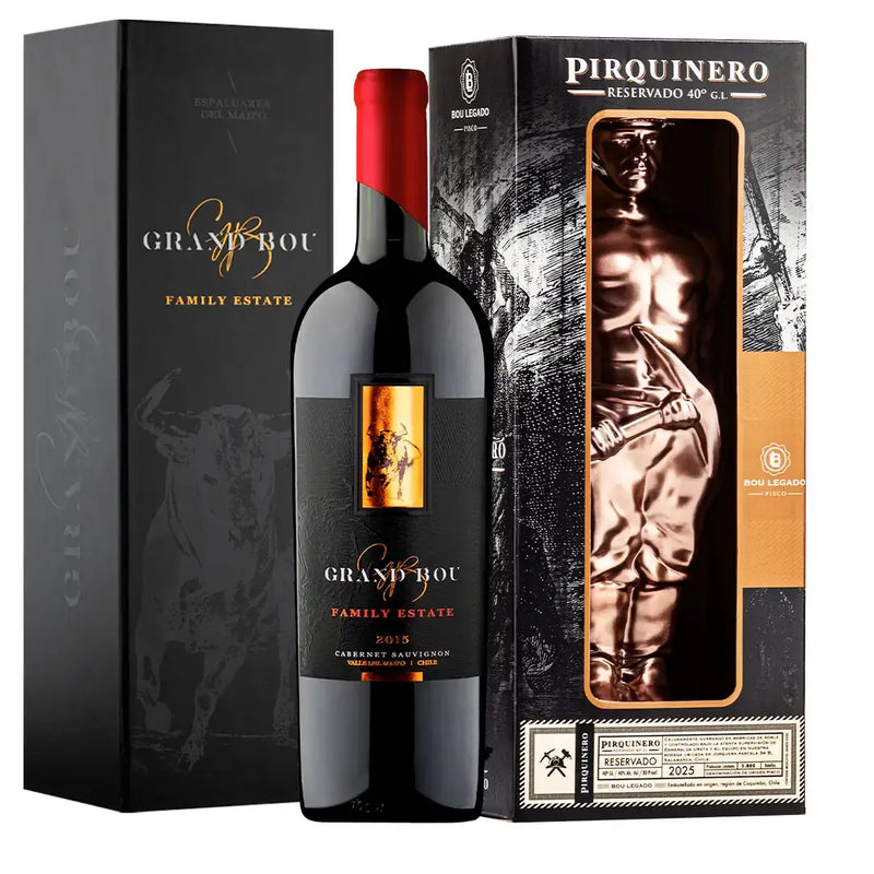 Vino Gran Reserva Grand Bou + Gran Pisco Pirquinero Cobre Bou Online