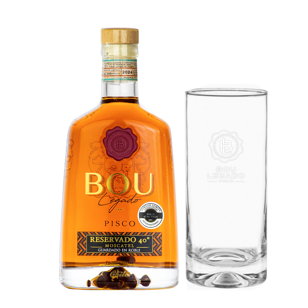 Pisco Bou Legado 40º Roble Reservado + Vaso piscolero Bou Online