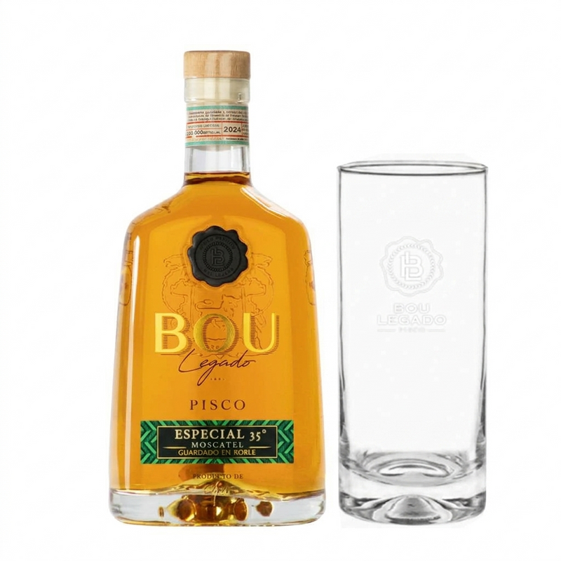 Pisco Bou Legado 35º Especial + Vaso piscolero