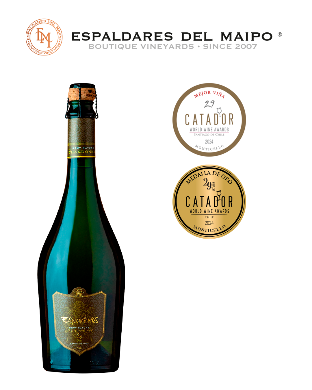 Espumante Espaldares Chardonnay Champenoisse Brut Nature 2015